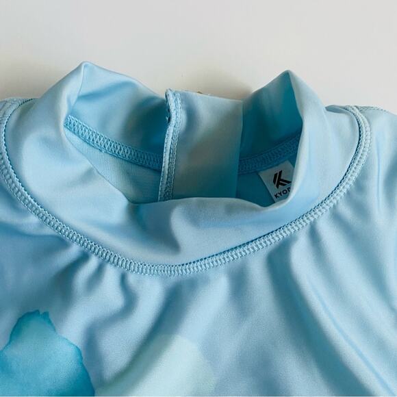 Kyodan | Blue Glass Longline Mock Neck Bikini Watercolor Flower NWT L - Picture 8 of 13